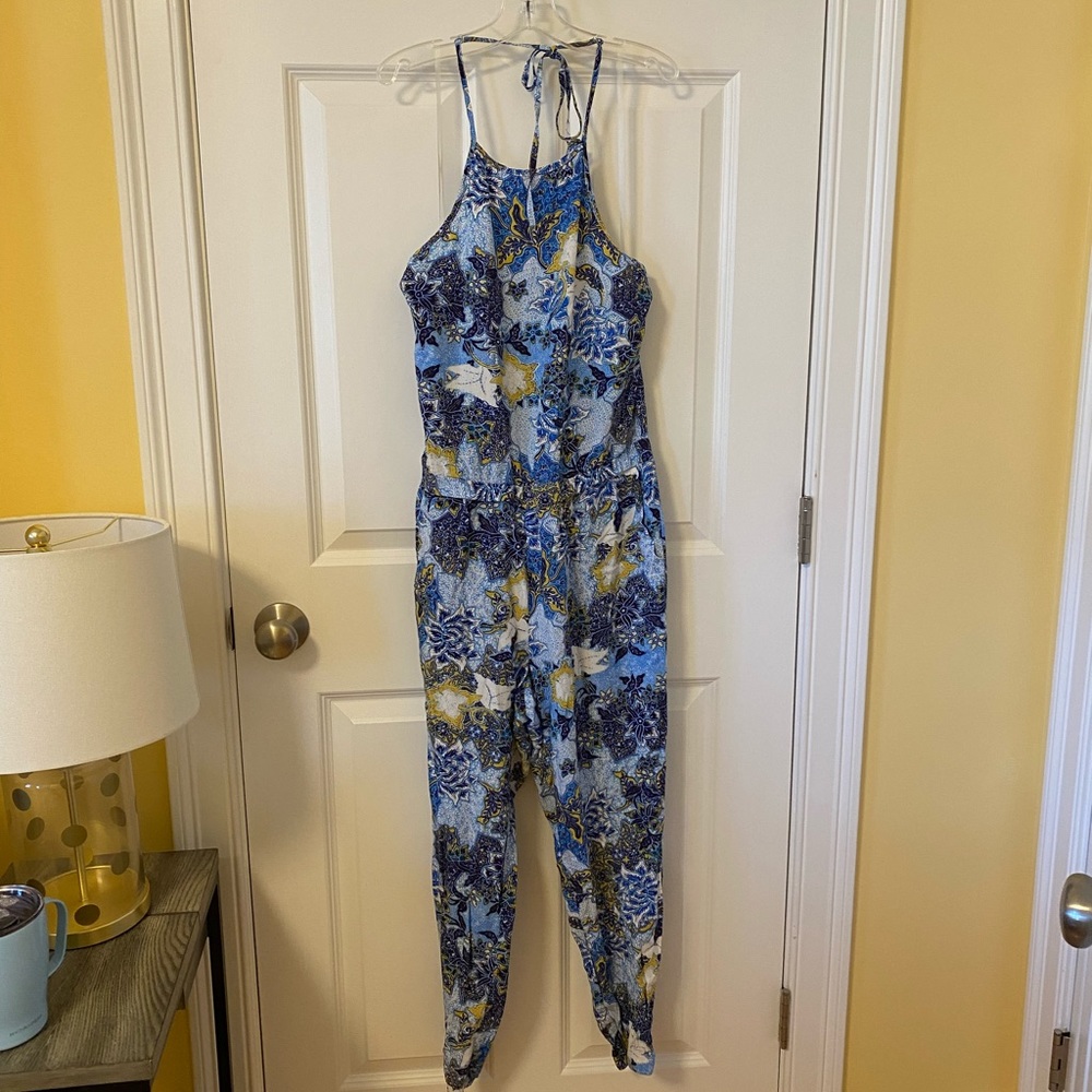 FLORAL PSYCHEDELIC HALTER TOP JUMPSUIT